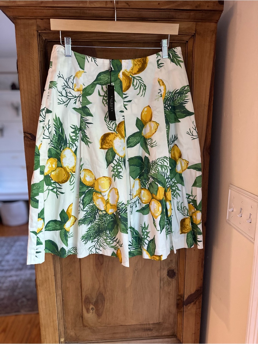 Talbots Lemon Print A-Line Skirt Lined Cotton 6